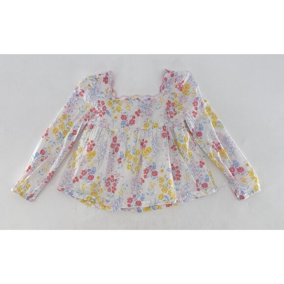 Joie Girl’s Cotton Scalloped Neck Floral Blouse Size XS 4, Boho Preppy Cottage‎ - Picture 1 of 6